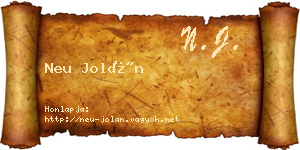 Neu Jolán névjegykártya